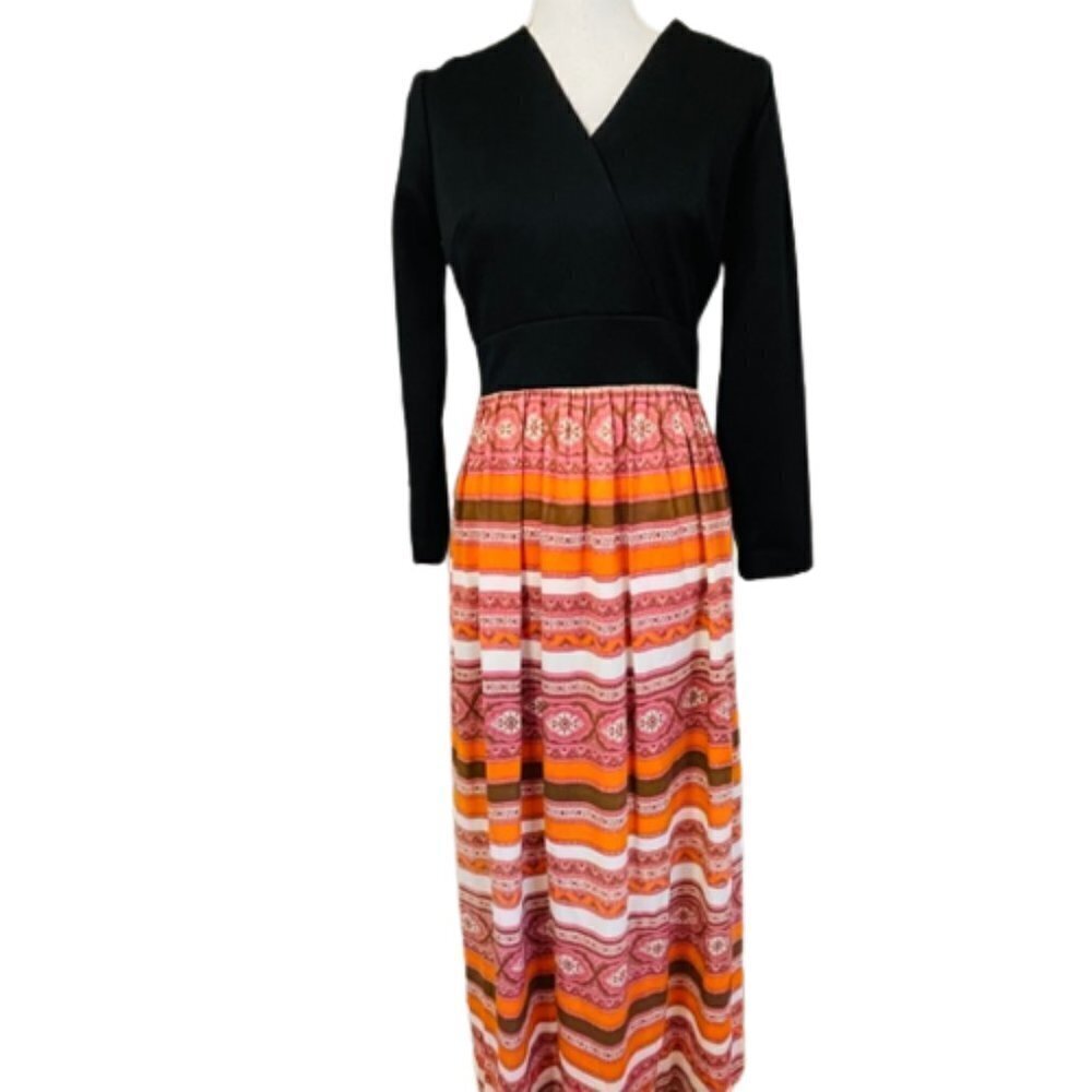 Vintage 60's 70's MCM Maxi Hostess Dress Small/Medium
